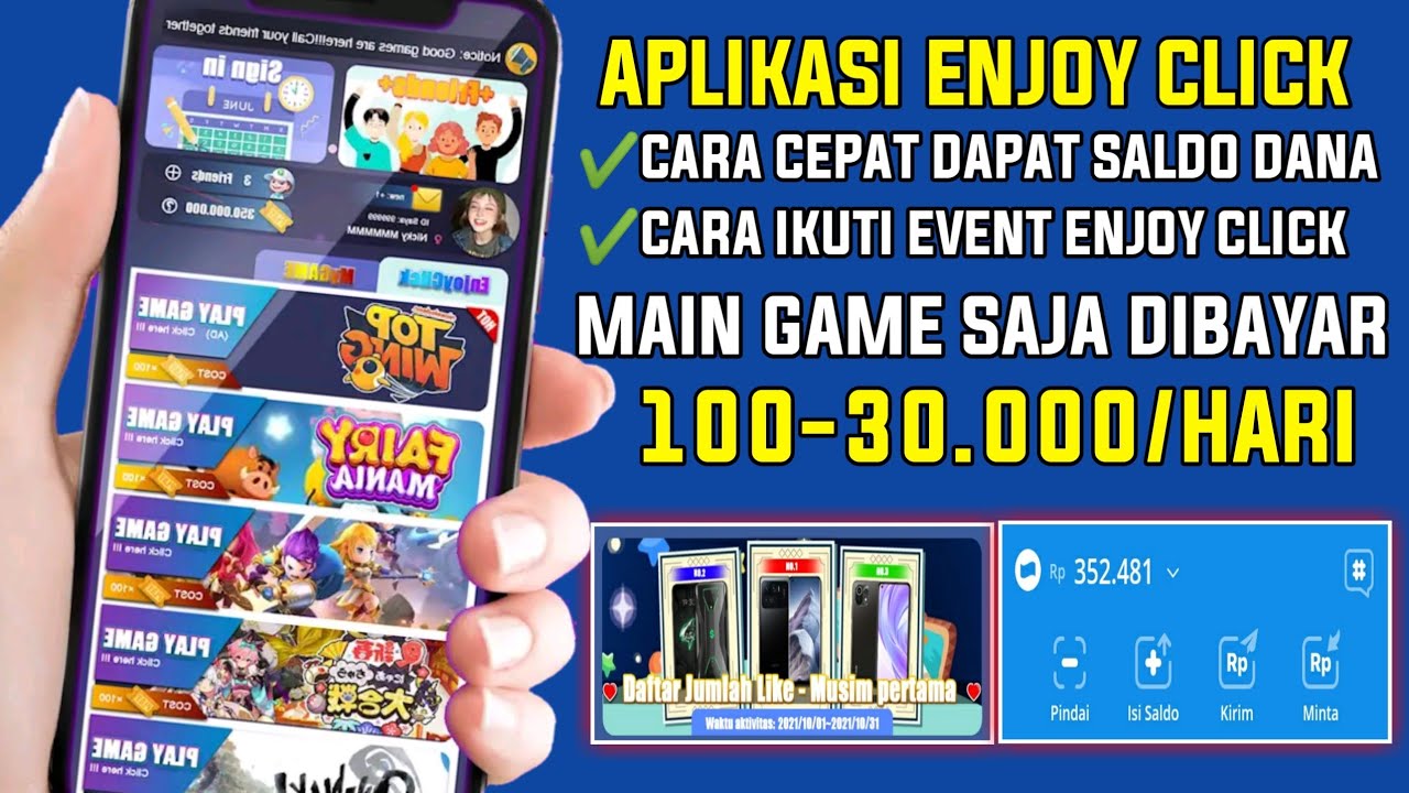 Aplikasi EnjoyClick Bersenang-senang dan dapatkan uang dengan ponsel pintar Anda